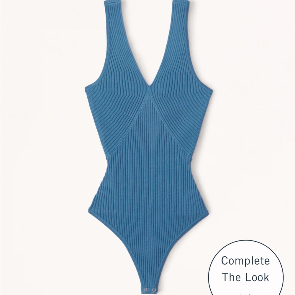 Elevated Knit V-Neck Bodysuit - Abercrombie & Fitch NWOT, Medium, Blue
